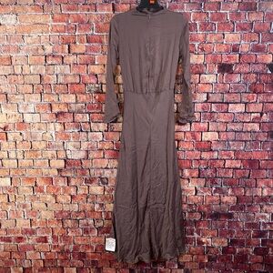 ASOS DESIGN high neck seam detail satin maxi dress in mauve